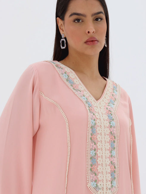 Bushra Kaftan in Rose Pink