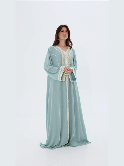 Bushra Kaftan in Sage Green