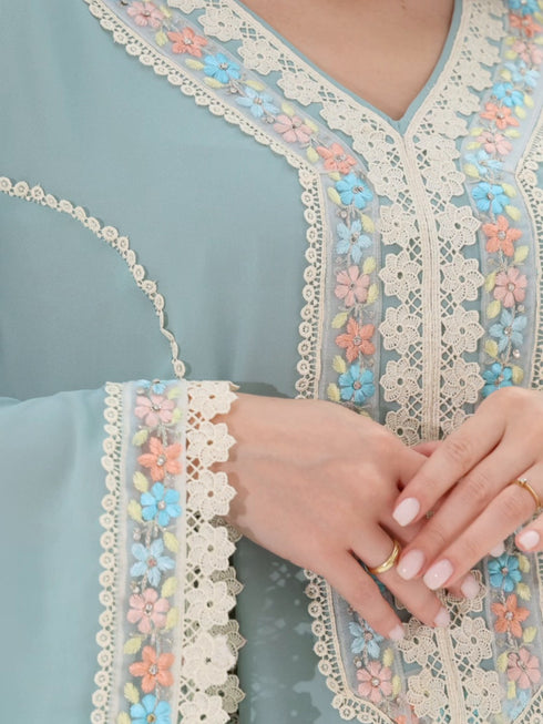 Bushra Kaftan in Sage Green