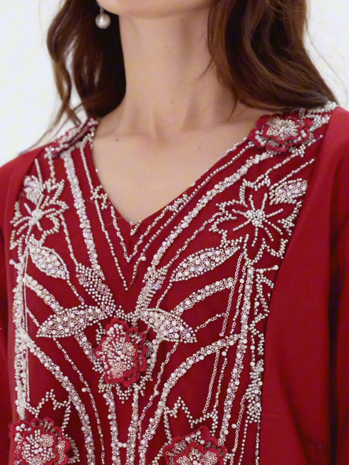 Durra Kaftan in Maroon