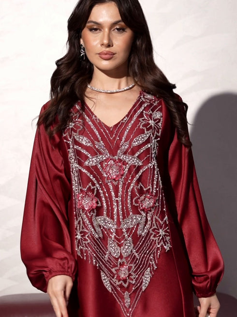 Durra Kaftan in Maroon