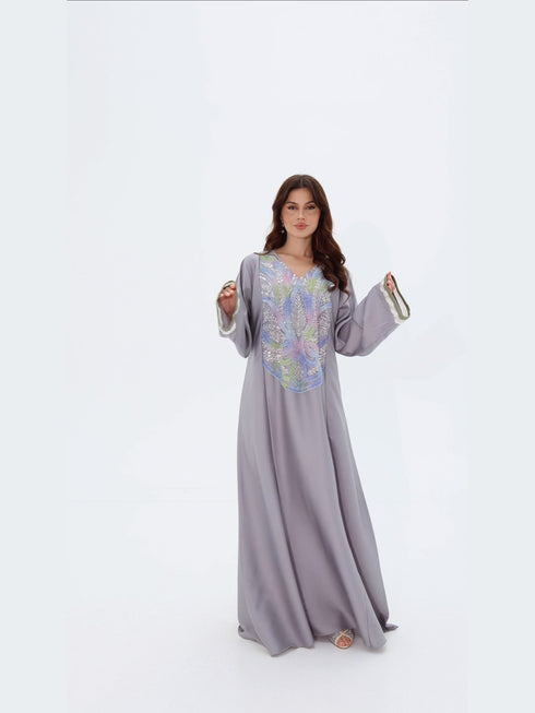 Fairouz Kaftan in Lilac Grey