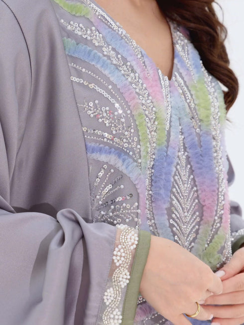 Fairouz Kaftan in Lilac Grey