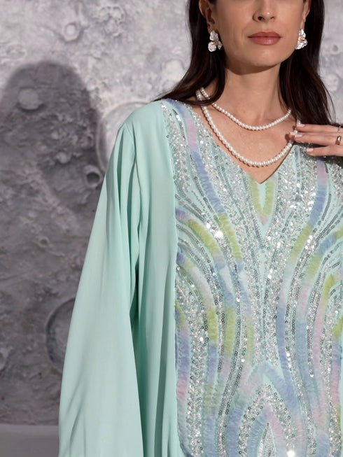 Fairouz Kaftan in Mint