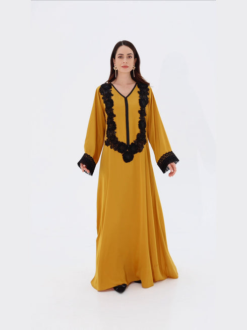 Malika Kaftan in Mustard