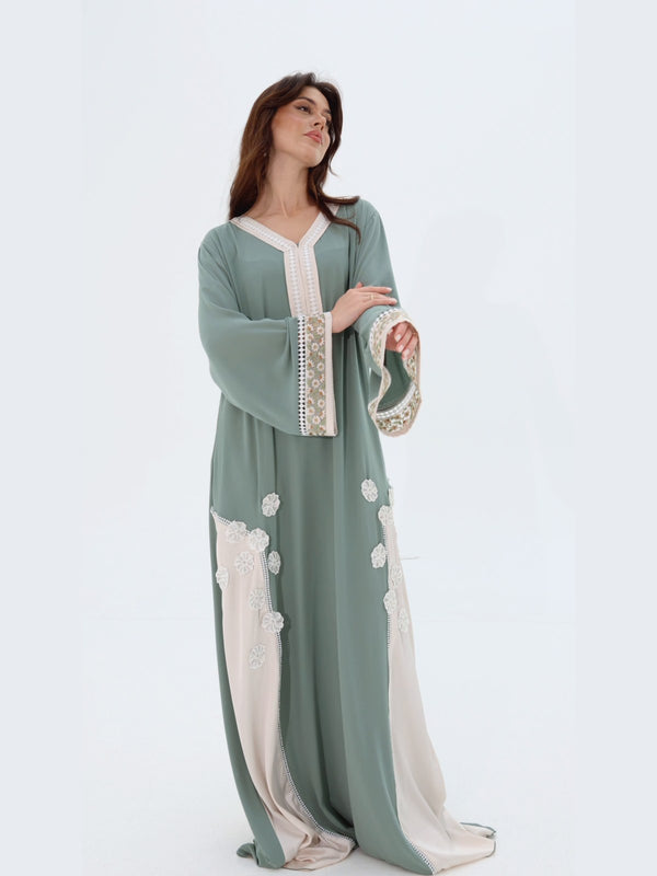 Salma Kaftan in Sage Green