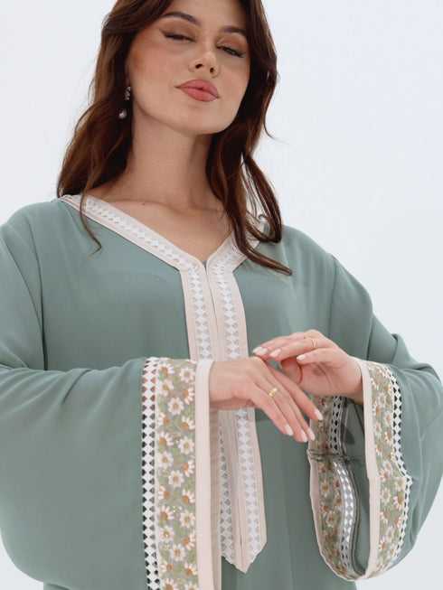 Salma Kaftan in Sage Green