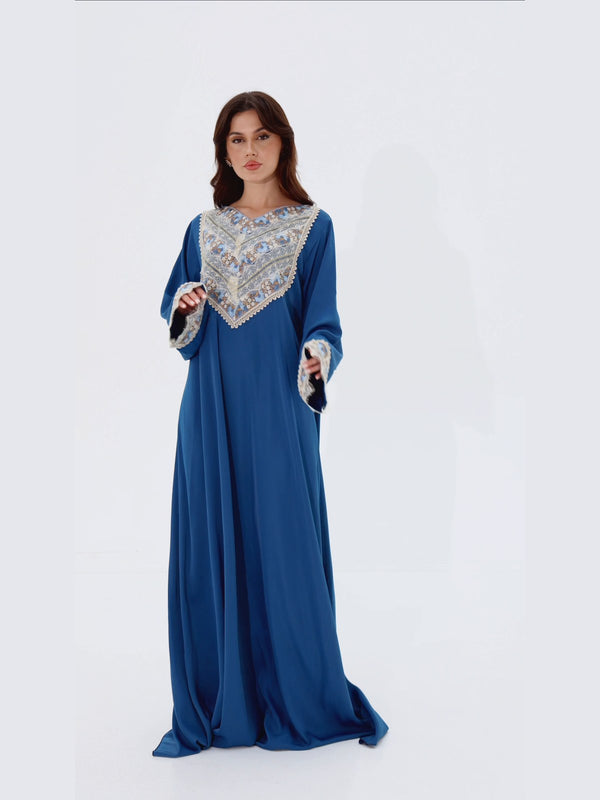 Sultana Kaftan in Petrol Blue
