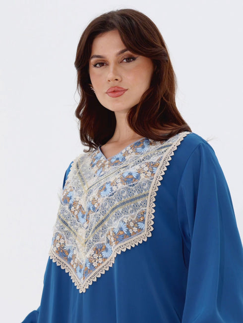Sultana Kaftan in Petrol Blue