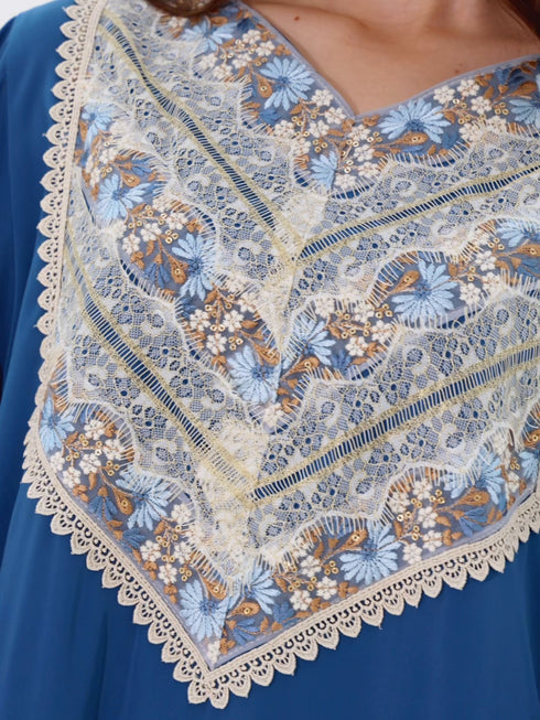 Sultana Kaftan in Petrol Blue